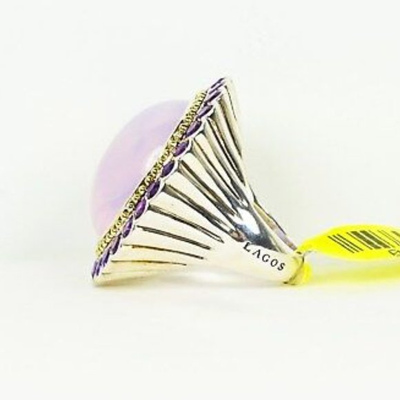 LAGOS Caviar Sterling Silver 18K Gold Lavender Quartz Amethyst Ring Sz 7 - Picture 8 of 10